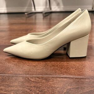 Elegant Grey Block Heel Pumps